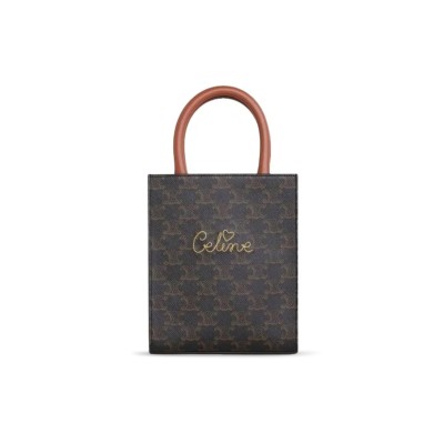 CELINE MINI TOTE IN CABAS TRIOMPHEPRINTS AND LEATHER 194372CYB.04LU (21*17*4cm)